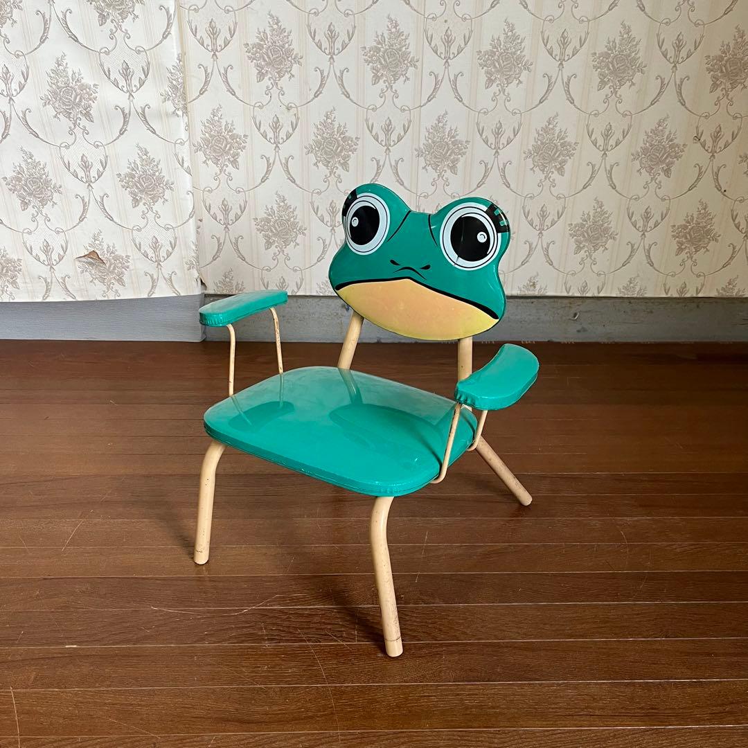 【アンティーク】昭和レトロ カエル ケロヨン 子供用椅子 キッズチェア 笛鳴り