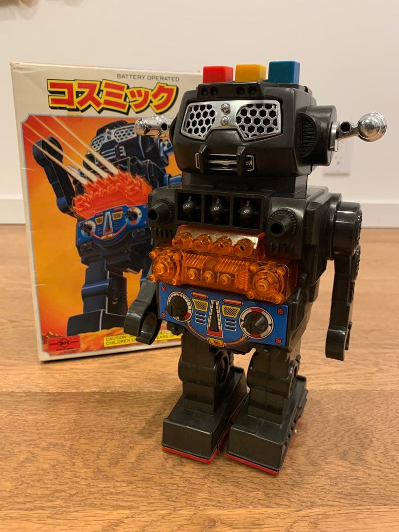 昭和レトロ 堀川玩具 コスミックファイター ブリキ ロボット 箱付 ジャンク