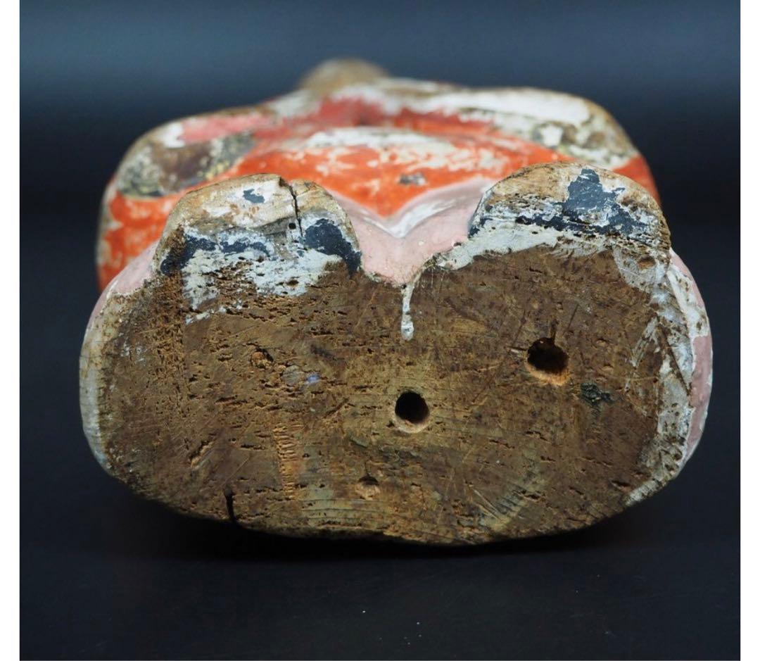 送料無料　鎌倉～室町時代　木彫り 木彫立像 古仏　仏像　総高42.3ｃｍ