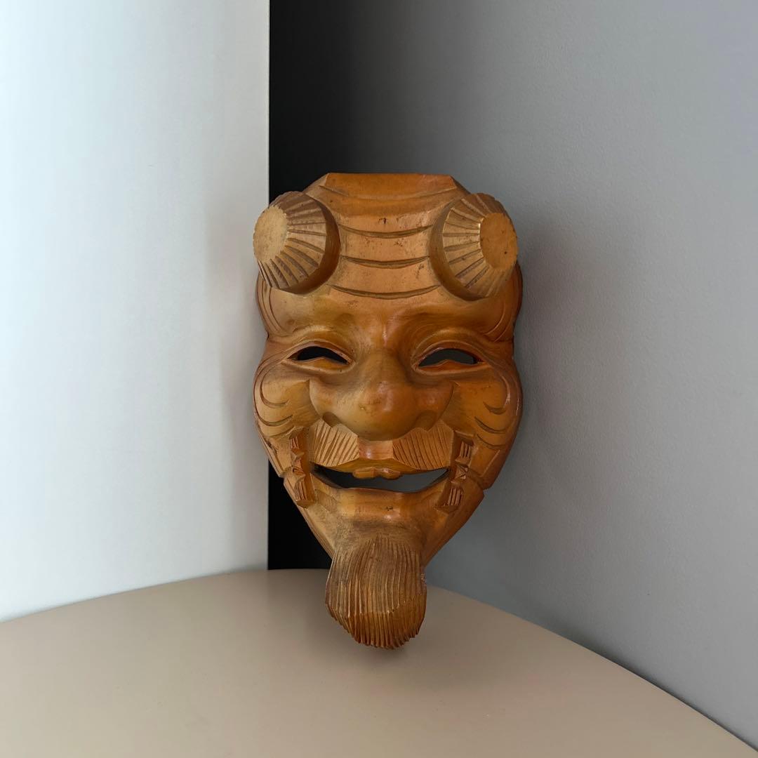 翁面 お面 木彫り 希少 骨董 レトロ ビンテージ アンティーク 昭和 レア