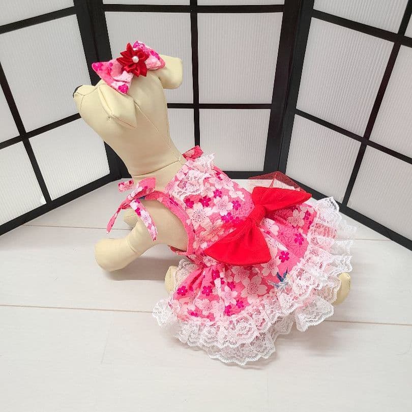 専用！【犬用　現品限り　ヘアアクセサリー付きキャミソールワンピース】no 119