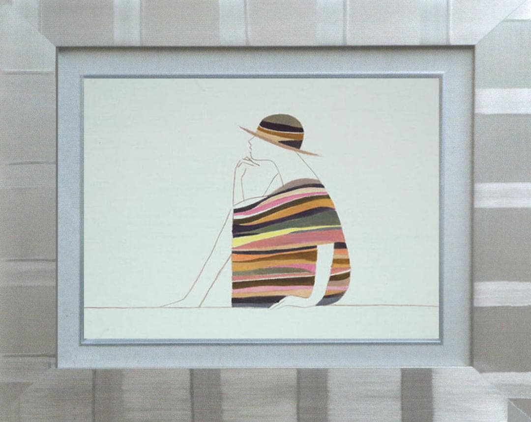 油絵 菅家令子 絵 絵画 インテリア 額付(銀) F3-041214 人物 女性