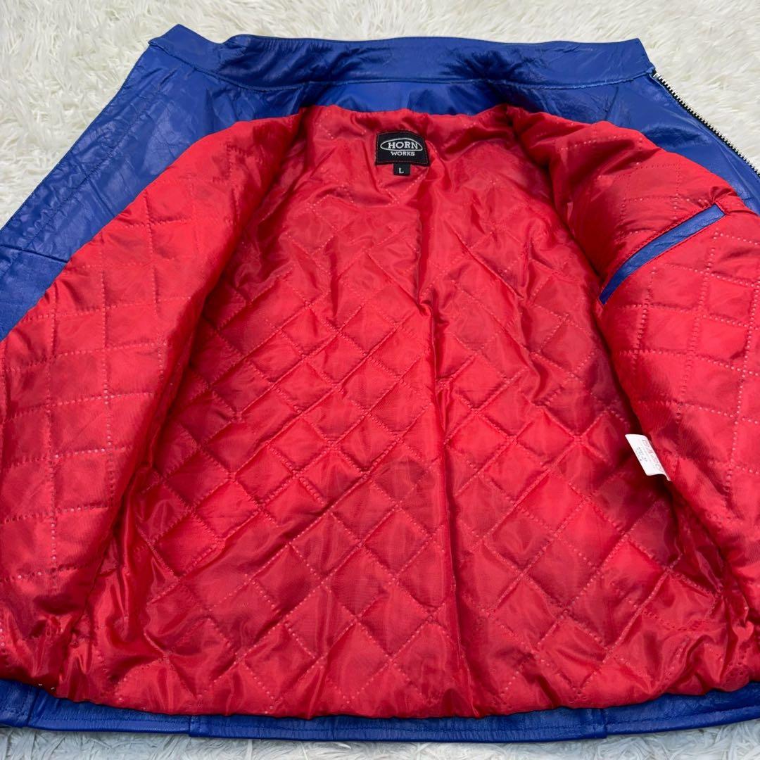 美品✨ HORN WORKS シングルライダース ブルー キルティング L