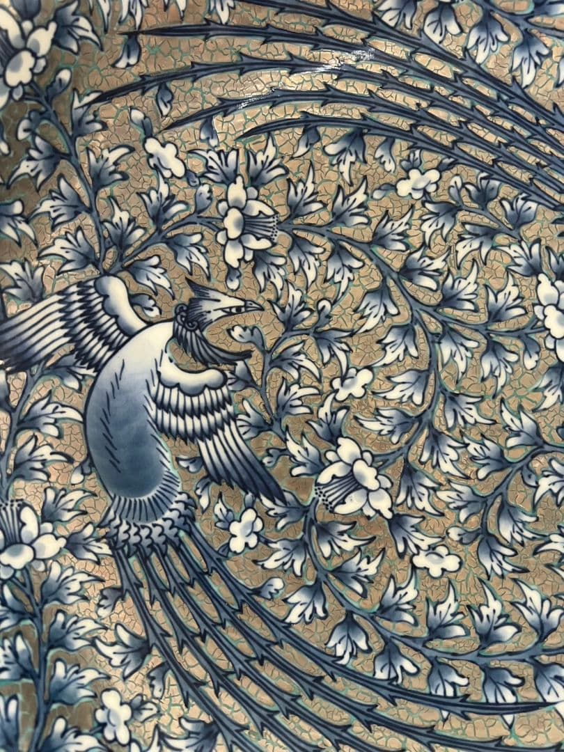 極上白金彩鳳凰文飾皿 46cm 藤井朱明 有田焼
