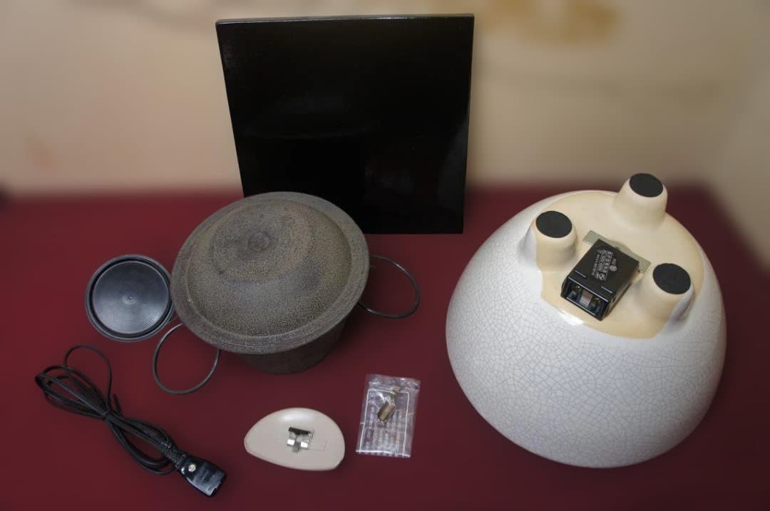 ☆ 野々田 しろ薩摩風炉(紅鉢型)電熱器 在銘富士釜 釜鐶他フルセット送料込み