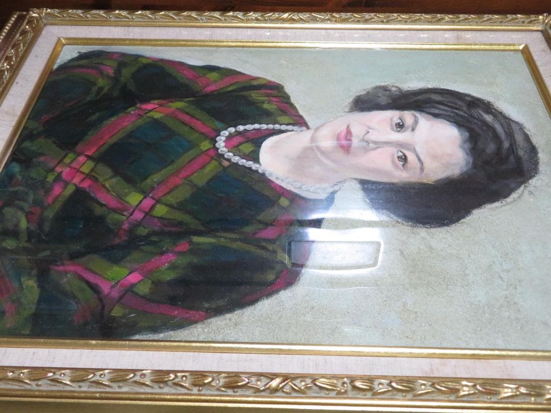 SDG♻️　弦田英太郎　「真珠の女」　油彩　P12号　大作　女性画の巨匠