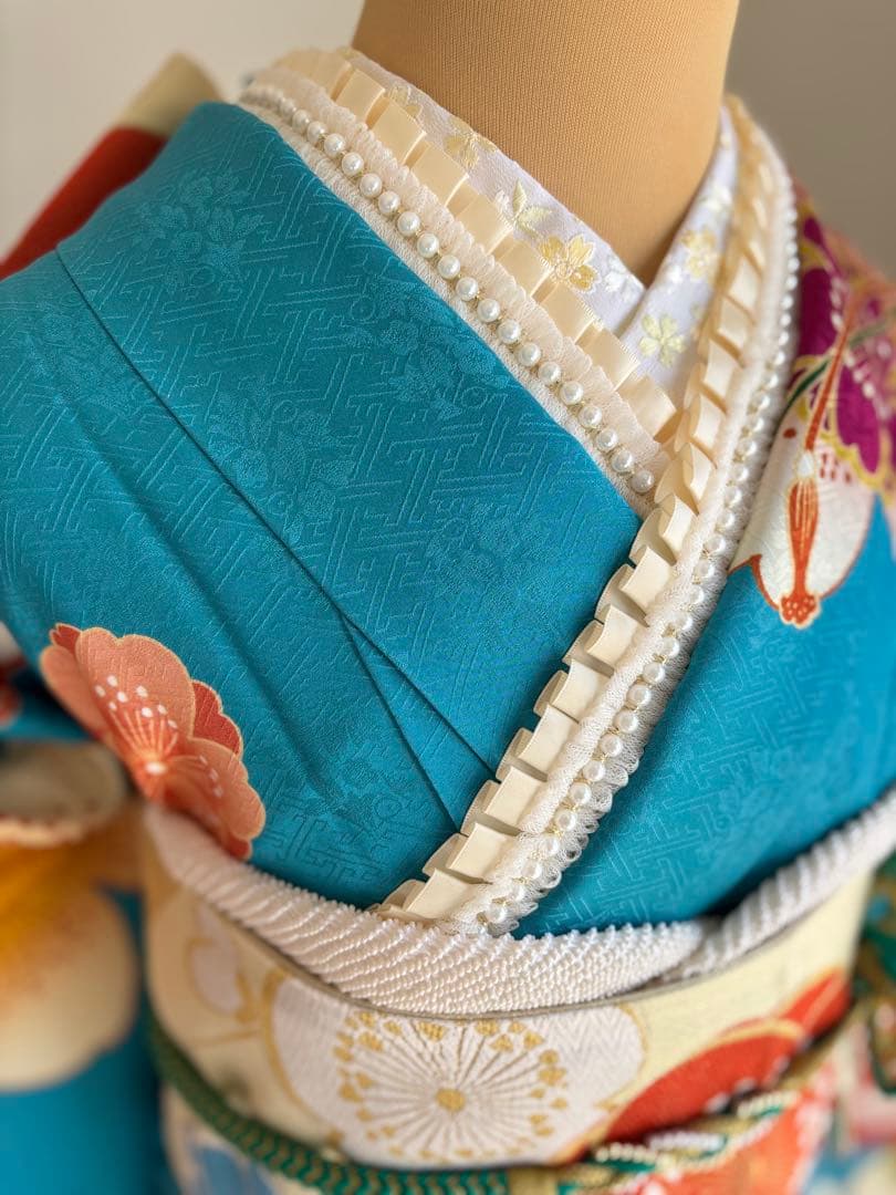 yui ⭐️可愛い！振袖フルセット　正絹振袖　成人式　水色系　最終価格です！