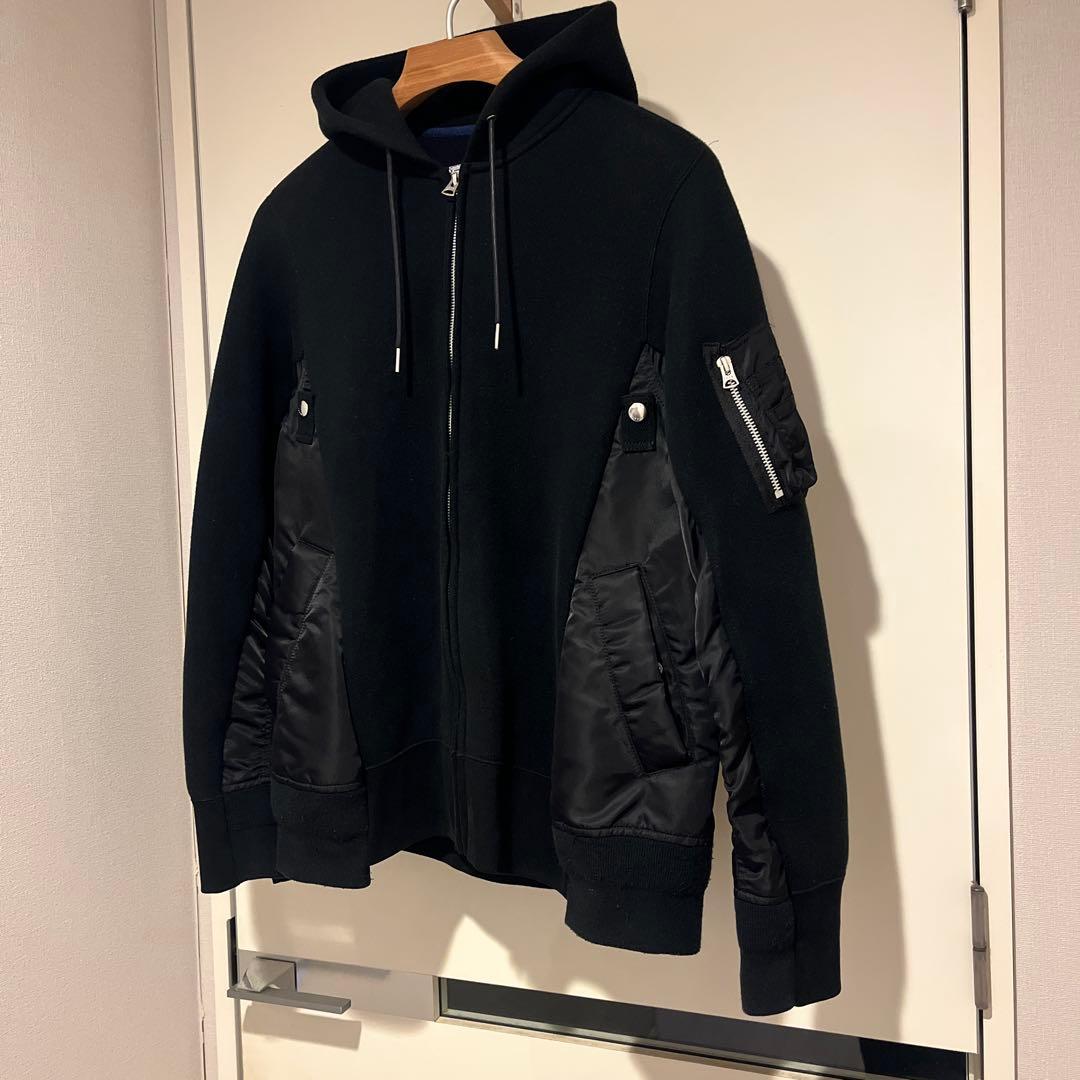 SACAI | ジップアップパーカー　ブラック