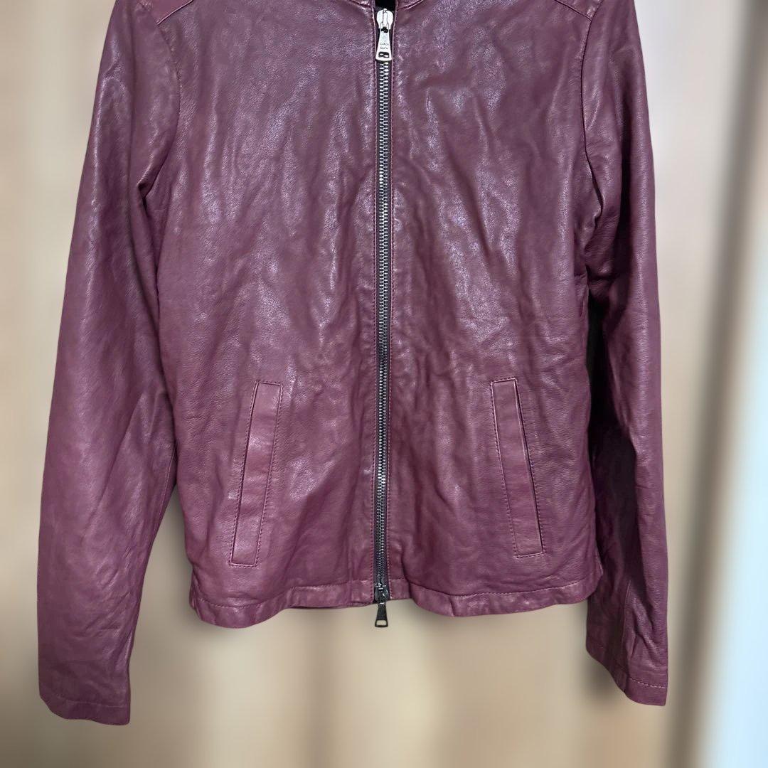 ジョルジオブラット　バーガンディ レザー シングルライダースジャケットサイズ50