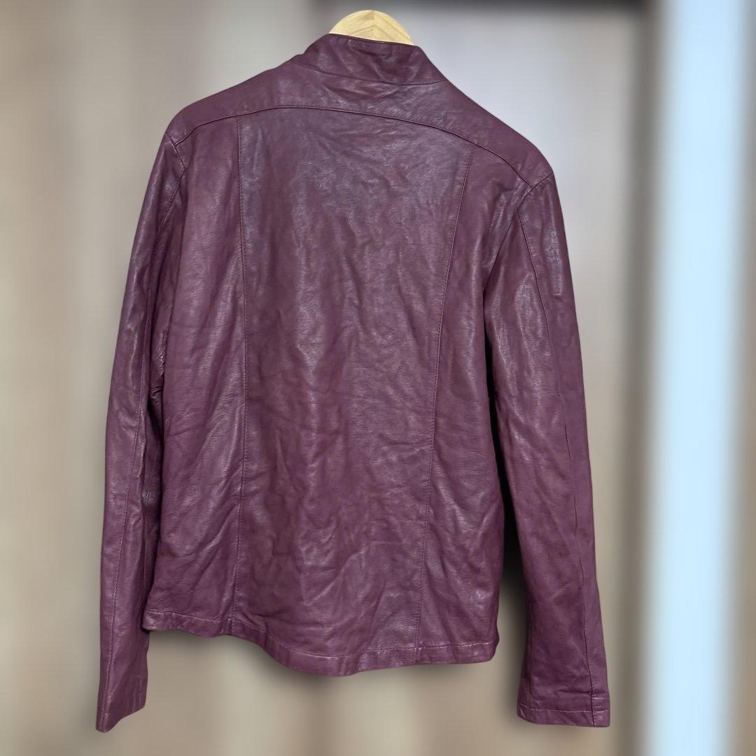 ジョルジオブラット　バーガンディ レザー シングルライダースジャケットサイズ50