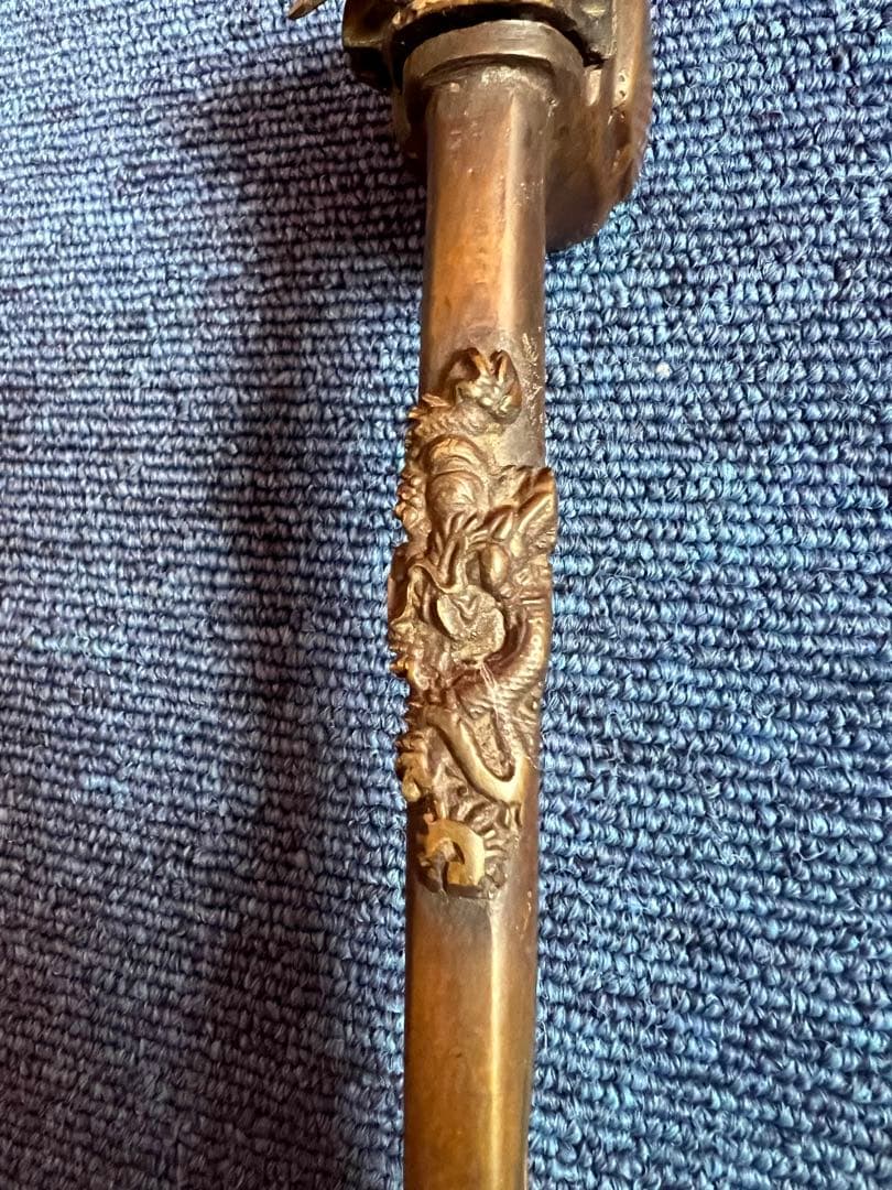 1192  銅製　カニ　龍文　矢立　墨壺　提げ物　書道具　文房具　骨董品