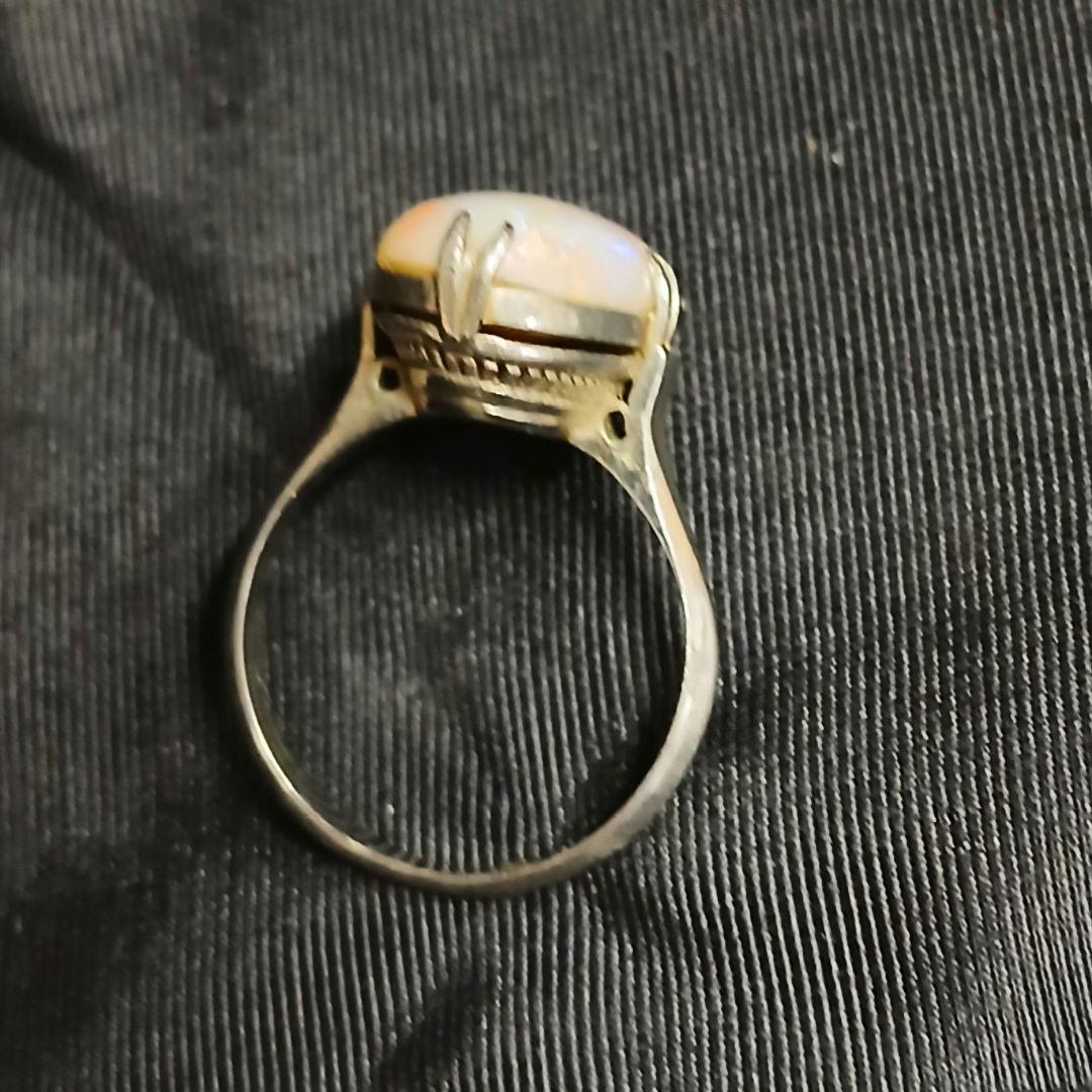 オパールリング◎プラチナpm刻印◎10号昭和レトロ