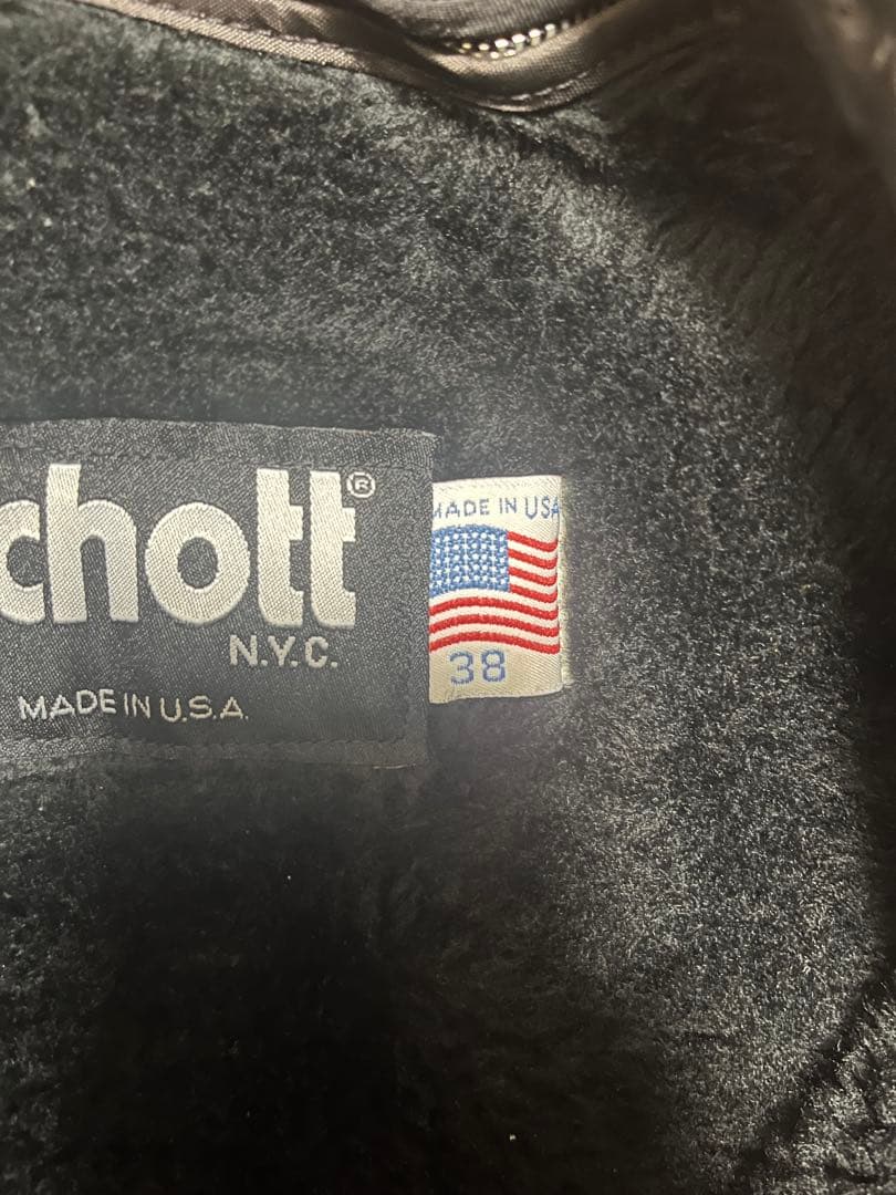 Schott シングル　ライダースジャケット　レザー　ブラック Size38
