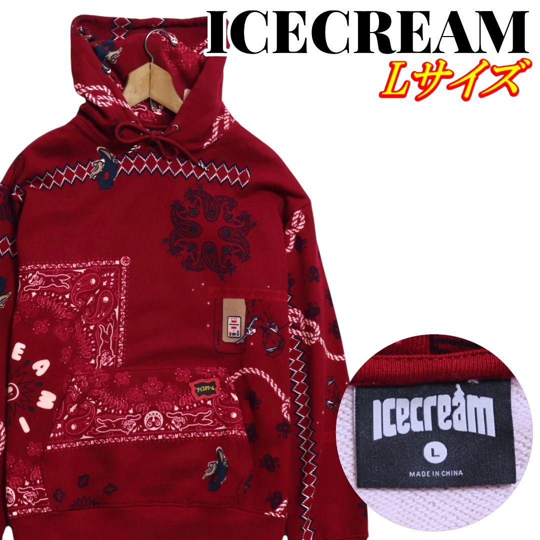 ICECREAM アイスクリーム 総柄 ペイズリー柄 プルオーバーパーカー L