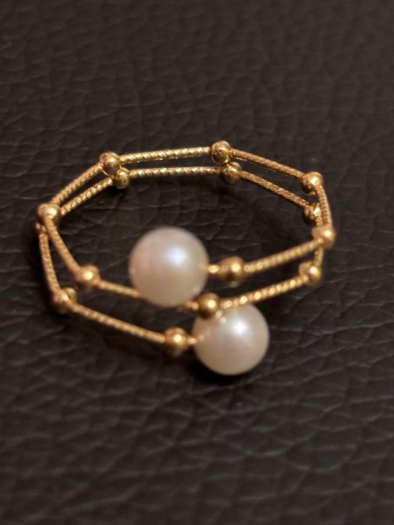 k18 イエローゴールドアコヤパールフリーリング11号ぐらいです