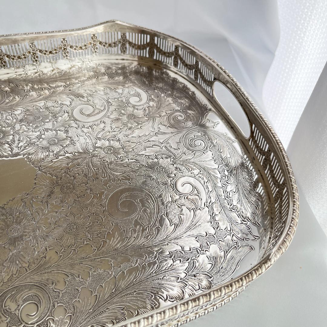 【Viners】 ギャラリートレー 46cm 【シルバープレート】大型