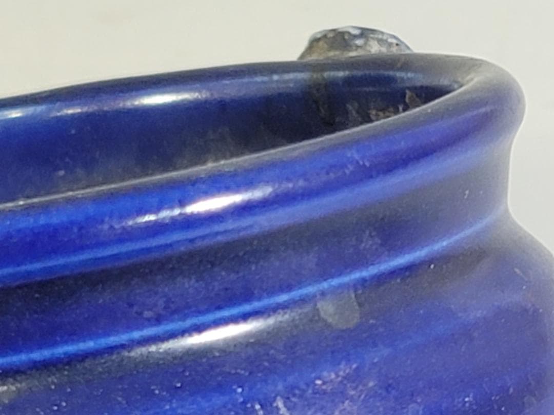 瑠璃香炉 唐木四方盆 時代物 二件 DT449