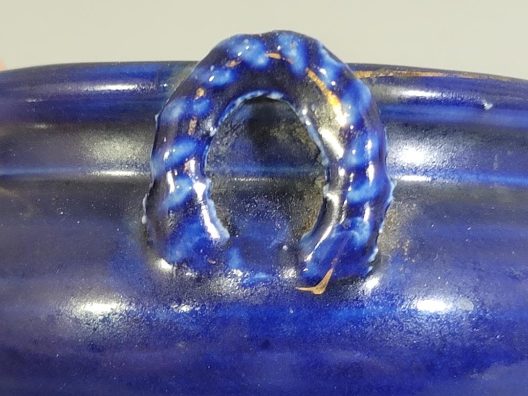 瑠璃香炉 唐木四方盆 時代物 二件 DT449