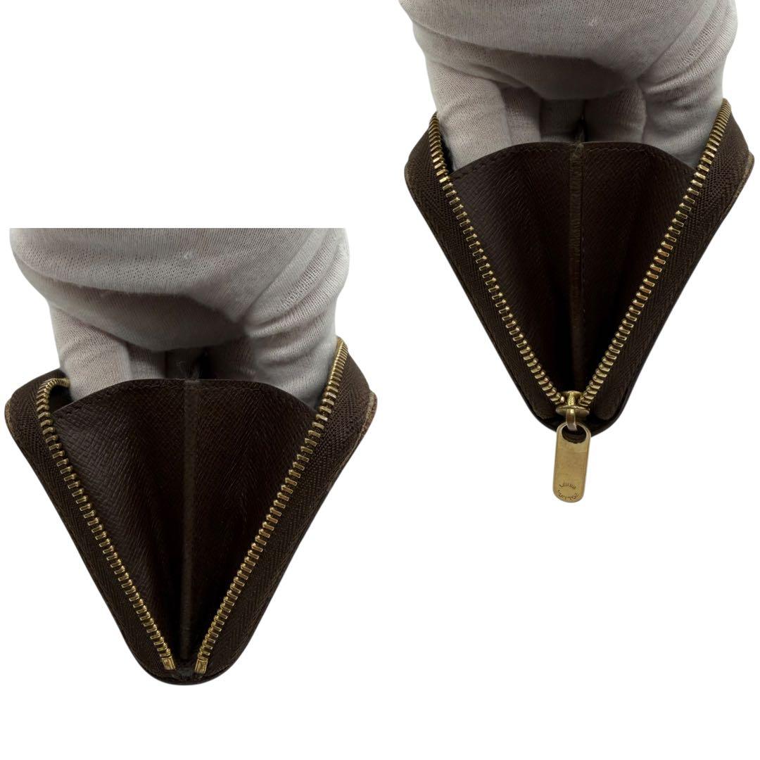 ルイヴィトン　パース　ラウンドファスナー　ダミエ　ブラウン 小銭入れ　茶色