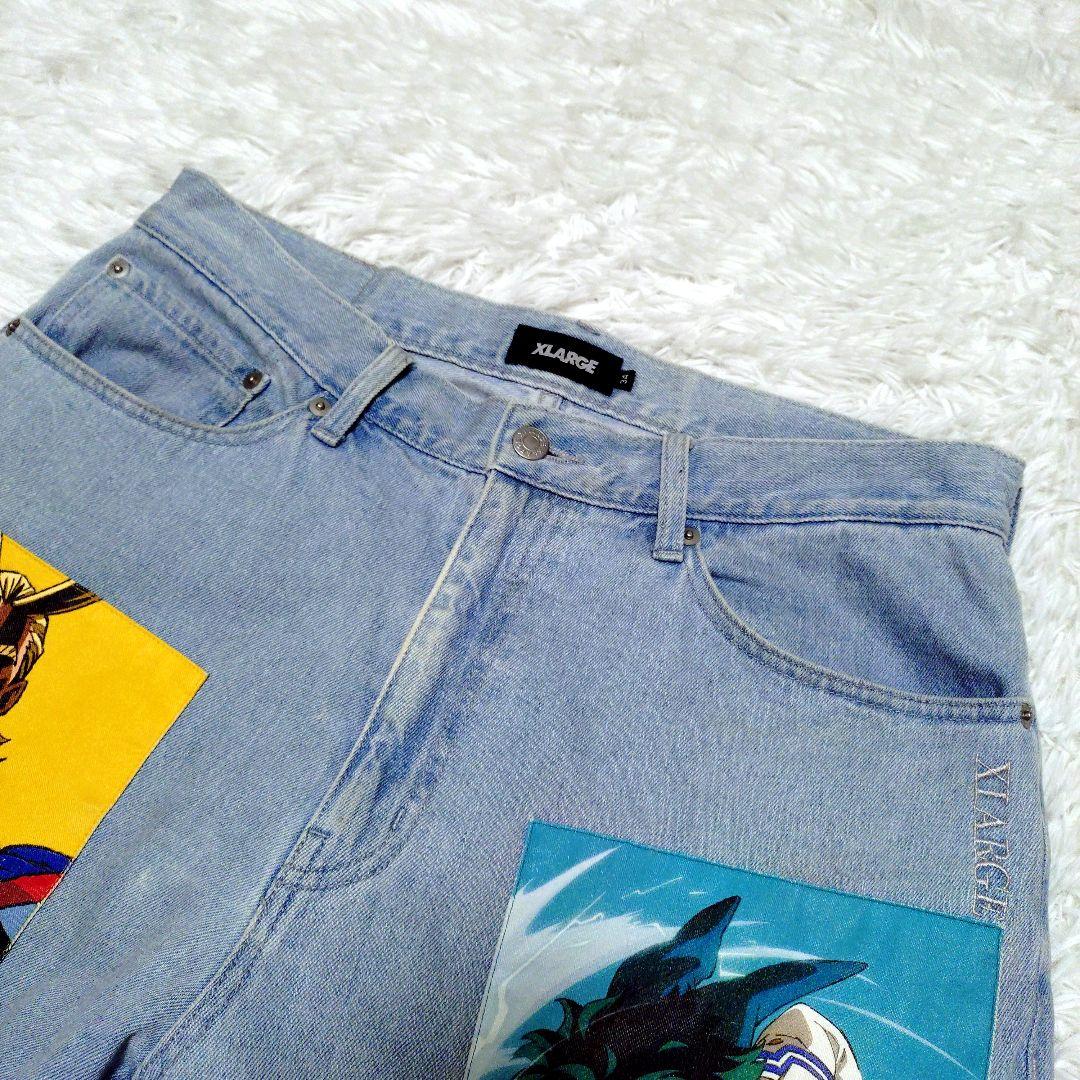 XLARGE 僕のヒーローアカデミア コラボ デニム プリント 刺繍 ヒロアカ