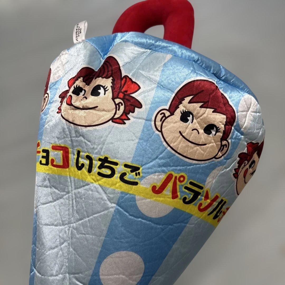 【超希少】不二家 ペコちゃん パラソルチョコいちご 大型クッション 非売品 レア