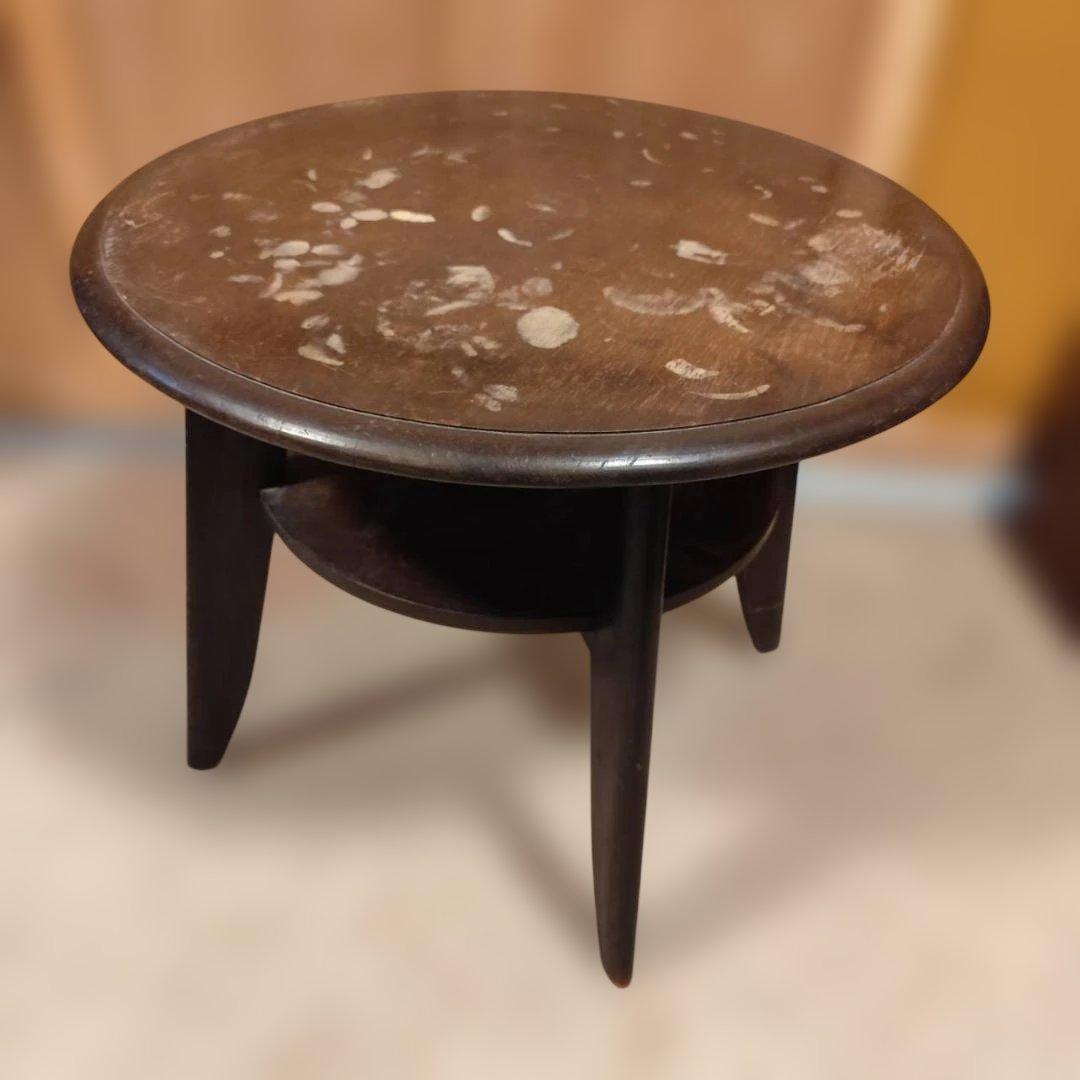 ノスタルジック 丸テーブル 昭和レトロ アンティーク ずっしり重厚 無垢材