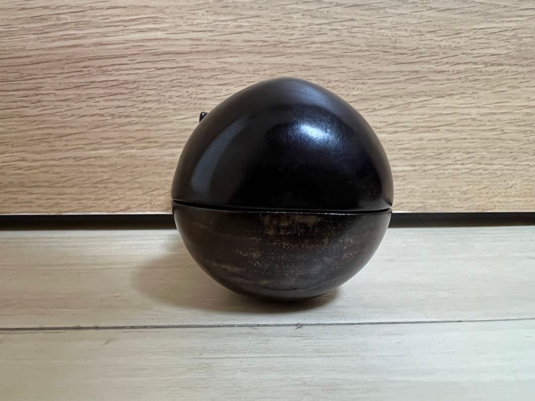 茶道具 仏具 香合 茄子 木製 香蓋 合子 ナス 彫刻 古美術 骨董 瓢箪