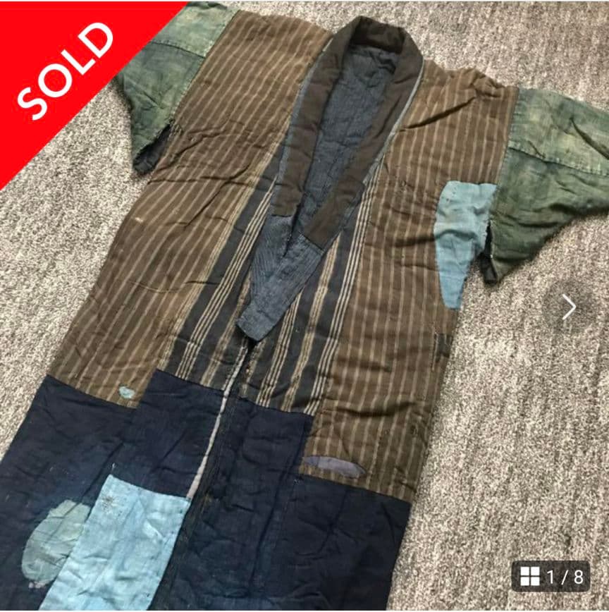 襤褸 野良着 着物 木綿 藍染 刺し子 継はぎ ヴィンテージ 綿入