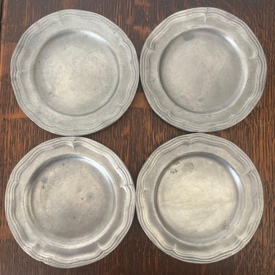 【onikoさま専用】花リム　ピューター　平皿　小皿