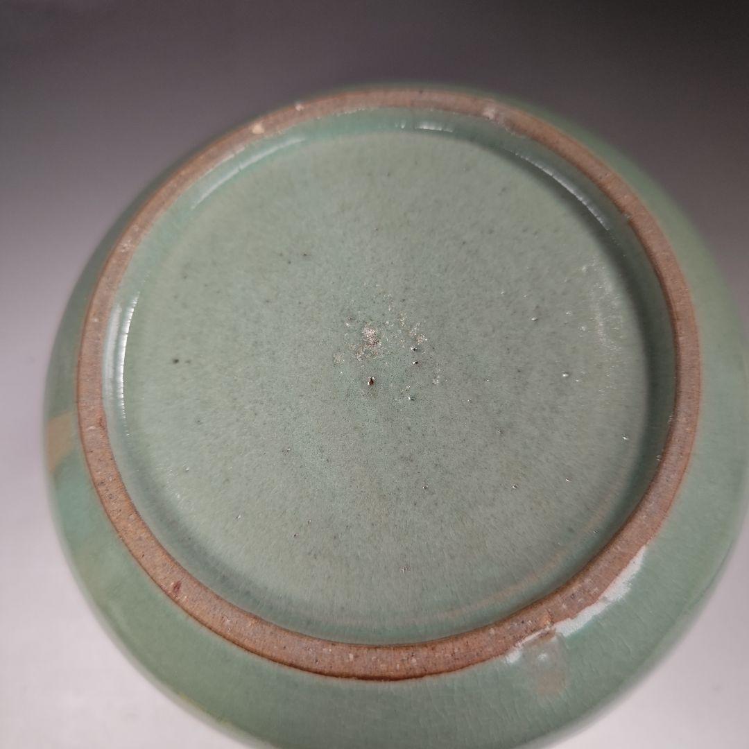 イ631 水指『久田宗也（尋牛斎）極箱』『廣州窯　青磁七宝透し　平水指』茶道具