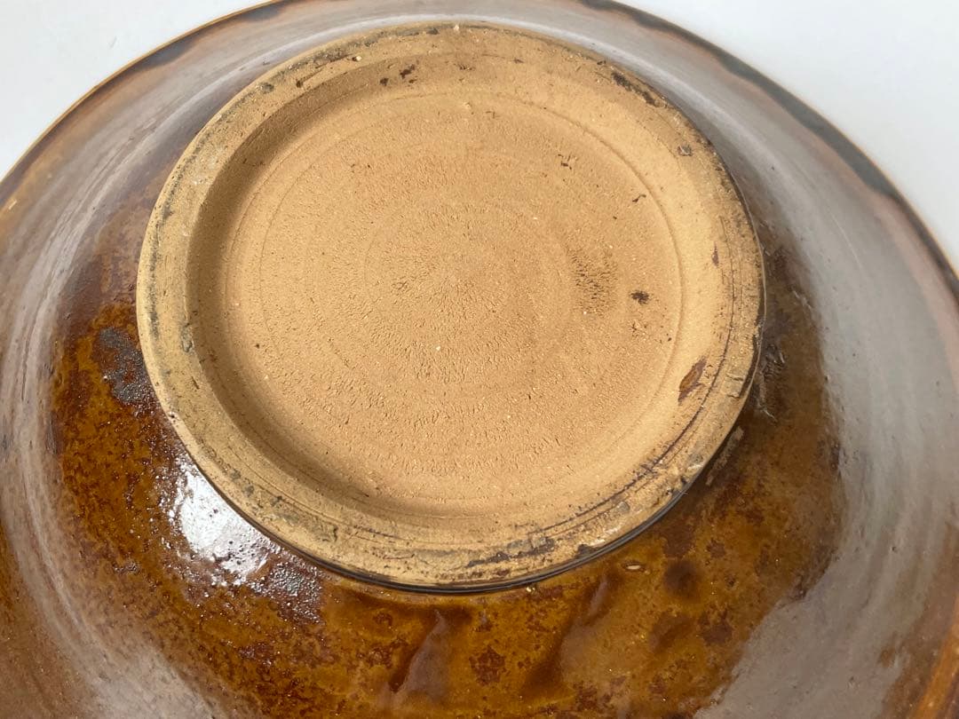 民芸　民藝　手仕事　大分県　小鹿田焼　飛び鉋　深皿　大皿　鉢　飴釉　流し掛け