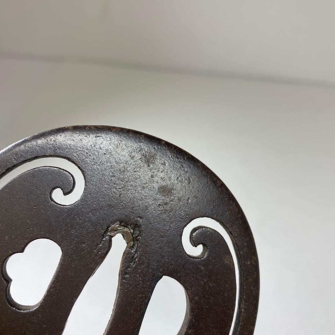 江戸時代　銖製　鍔　7.6×7.6㎝　100g トヒチ　東な7-0304☆2F