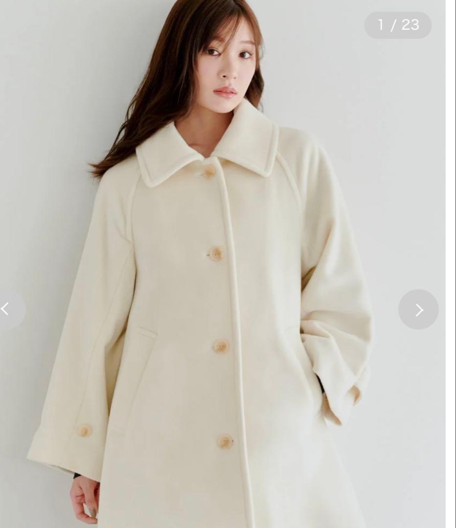 ステンカラーミドルコート　アイボリー　スナイデル