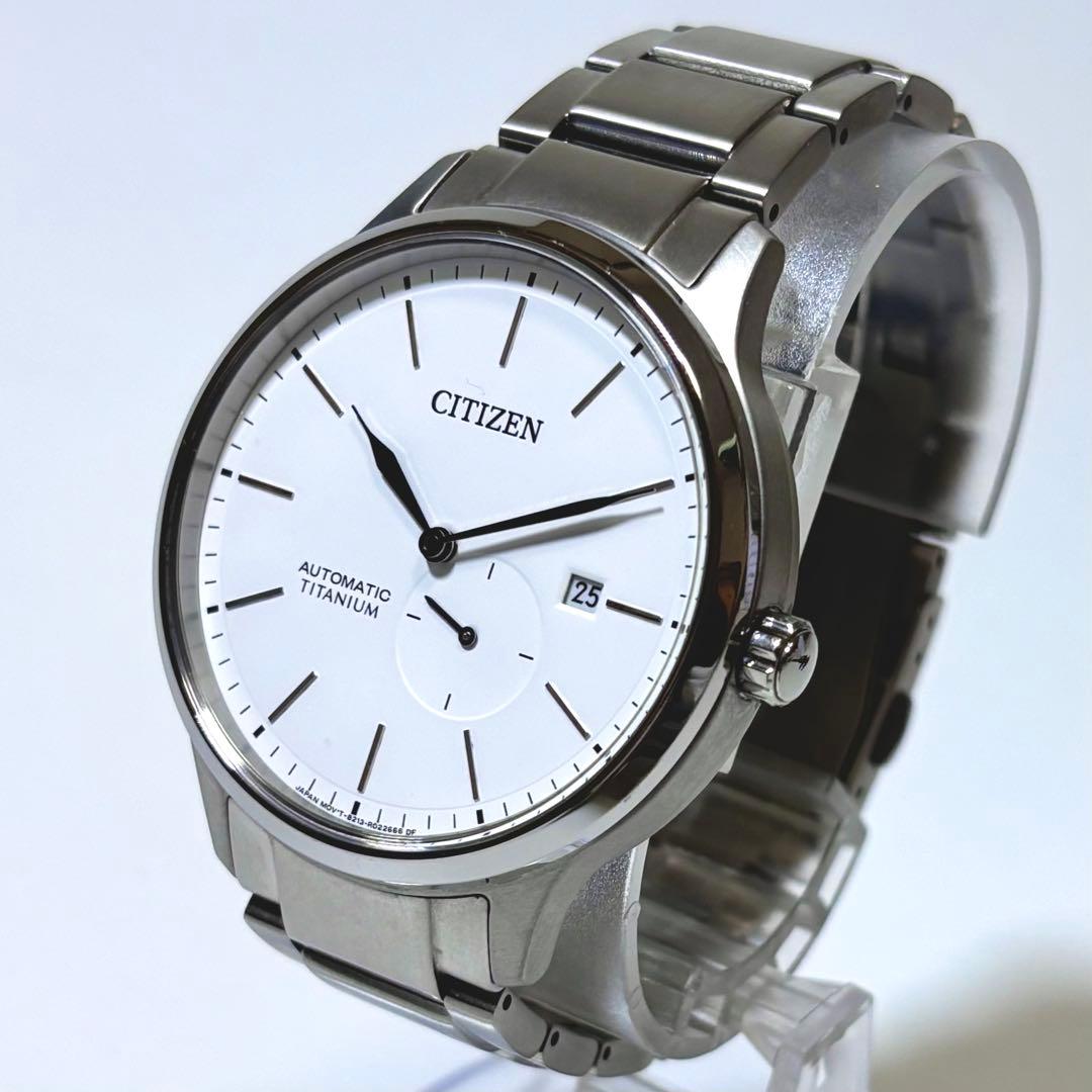 稼働 CITIZEN メンズ腕時計 自動巻き 裏スケ チタニウム デイト 軽量