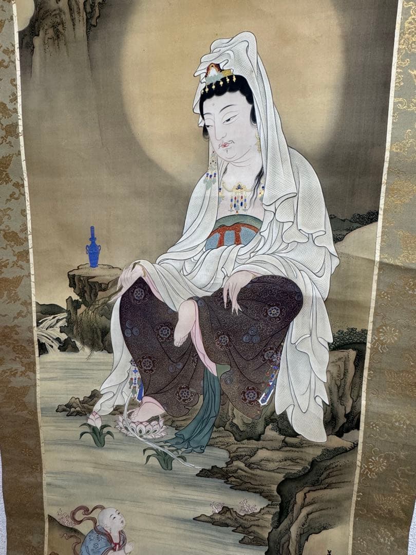 華山銘　絹本　仏画　観音　日本画　古画