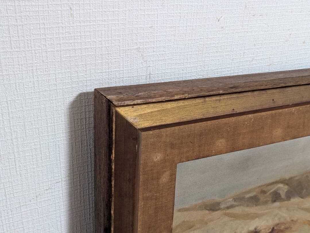 【真作】絵画　油彩　砂丘風景　静寂の大地を描く　砂のうねりと静けさ　Y77