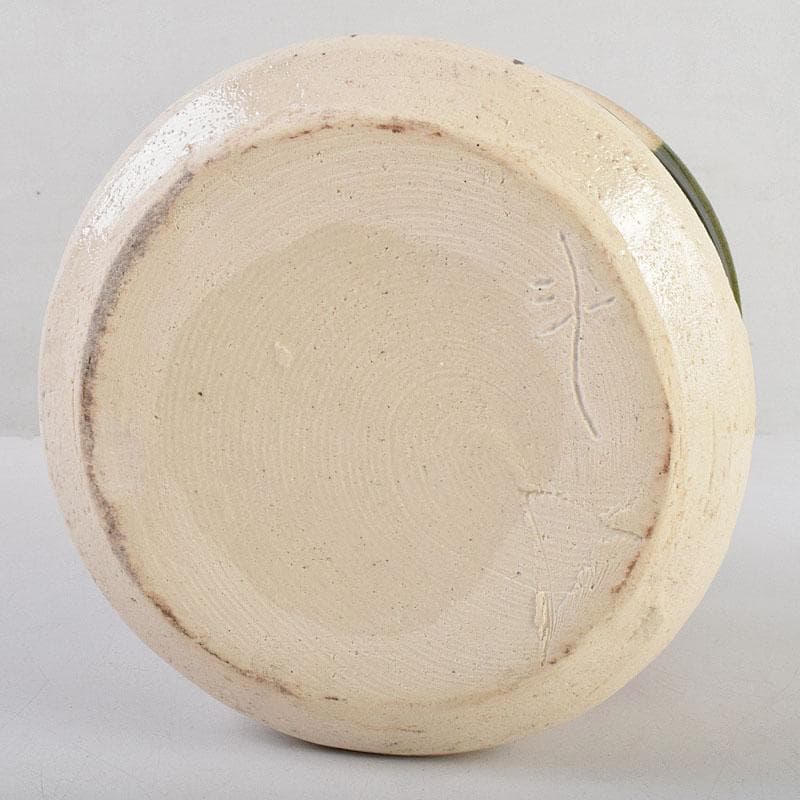 茶道具　人間国宝　荒川豊蔵作　織部　水指　共箱　M　R9156B