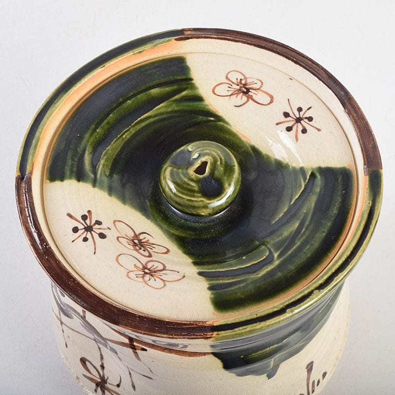 茶道具　人間国宝　荒川豊蔵作　織部　水指　共箱　M　R9156B