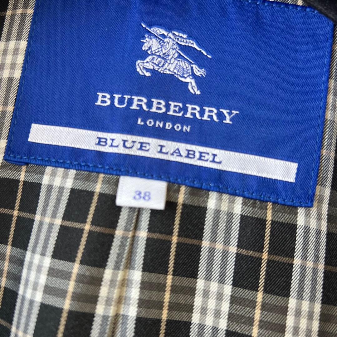 バーバリーブルーレーベル　ロングコート　ダブル　チェック　ラビット　2way