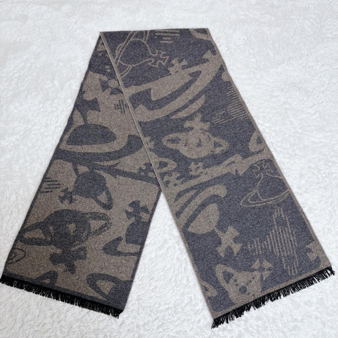 希少 Vivienne Westwood リバーシブル マフラー オーブ 総柄
