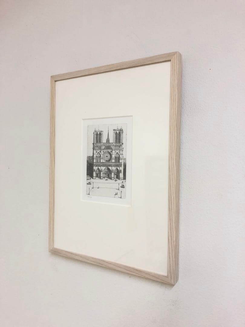 風間完 銅版画「ノートルダム寺院」額装済み