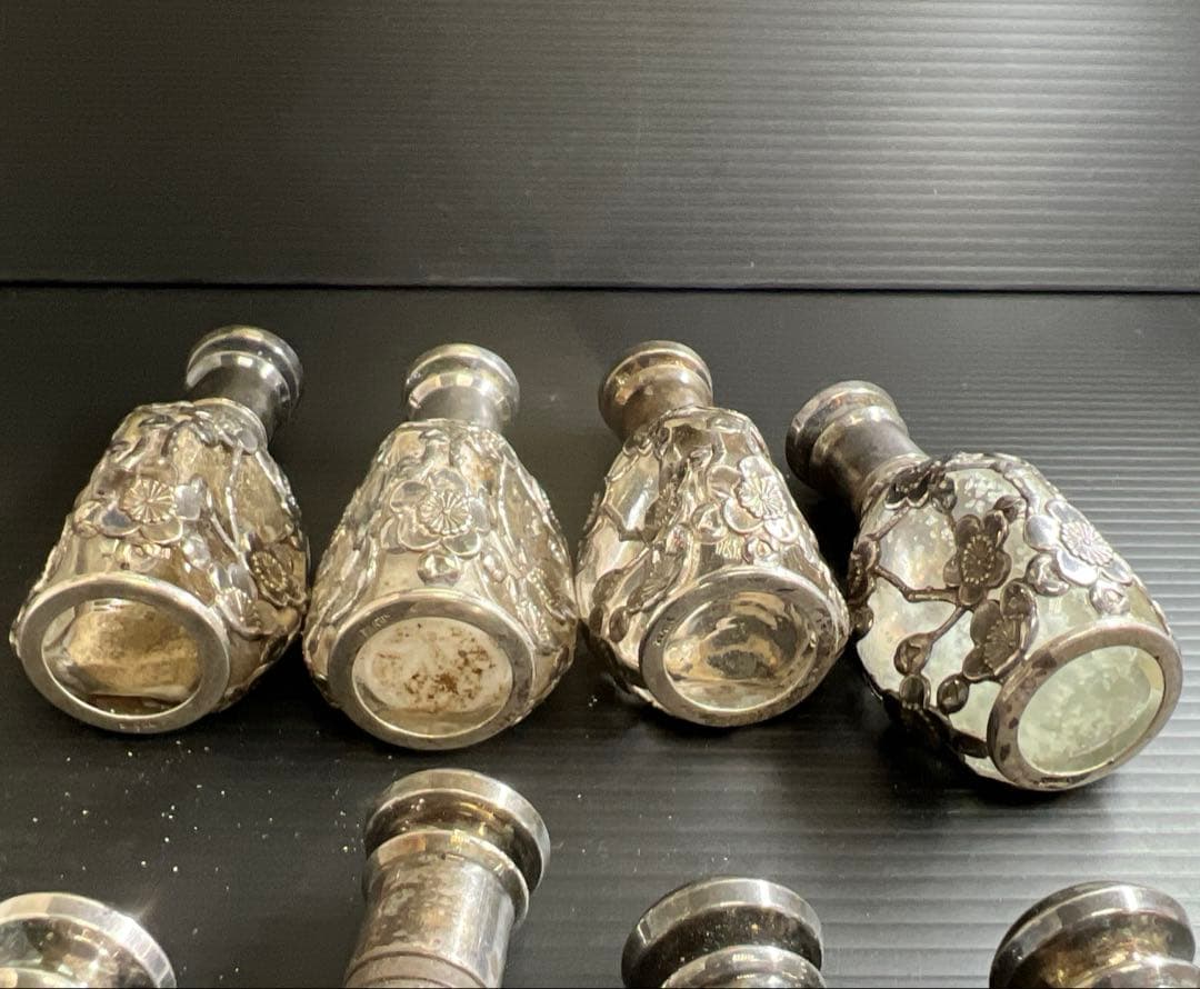 silver刻印　時代銀巻ガラス調味料入8点　東Y7-0905⭐︎2Fトカオ
