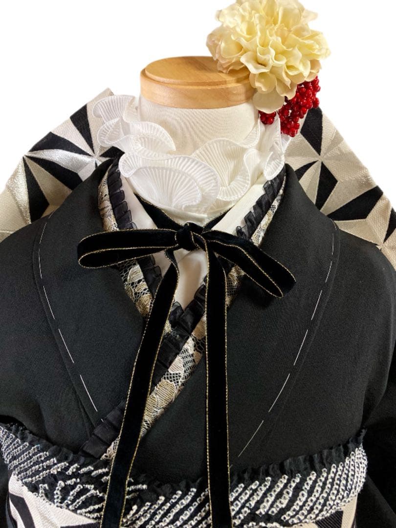 【専用ページ】　　正絹 振袖 フルセット 黒無地 モノトーン 漆黒M〜Lサイズ