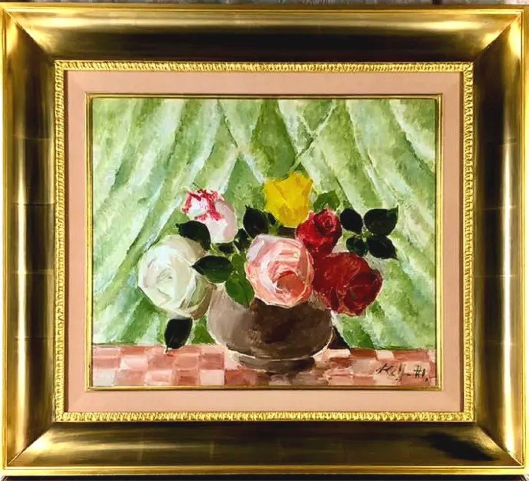 【真作】藤井令太郎「窓辺」油彩8号　兜屋画廊取扱作品　春陽会会員　椅子の画家