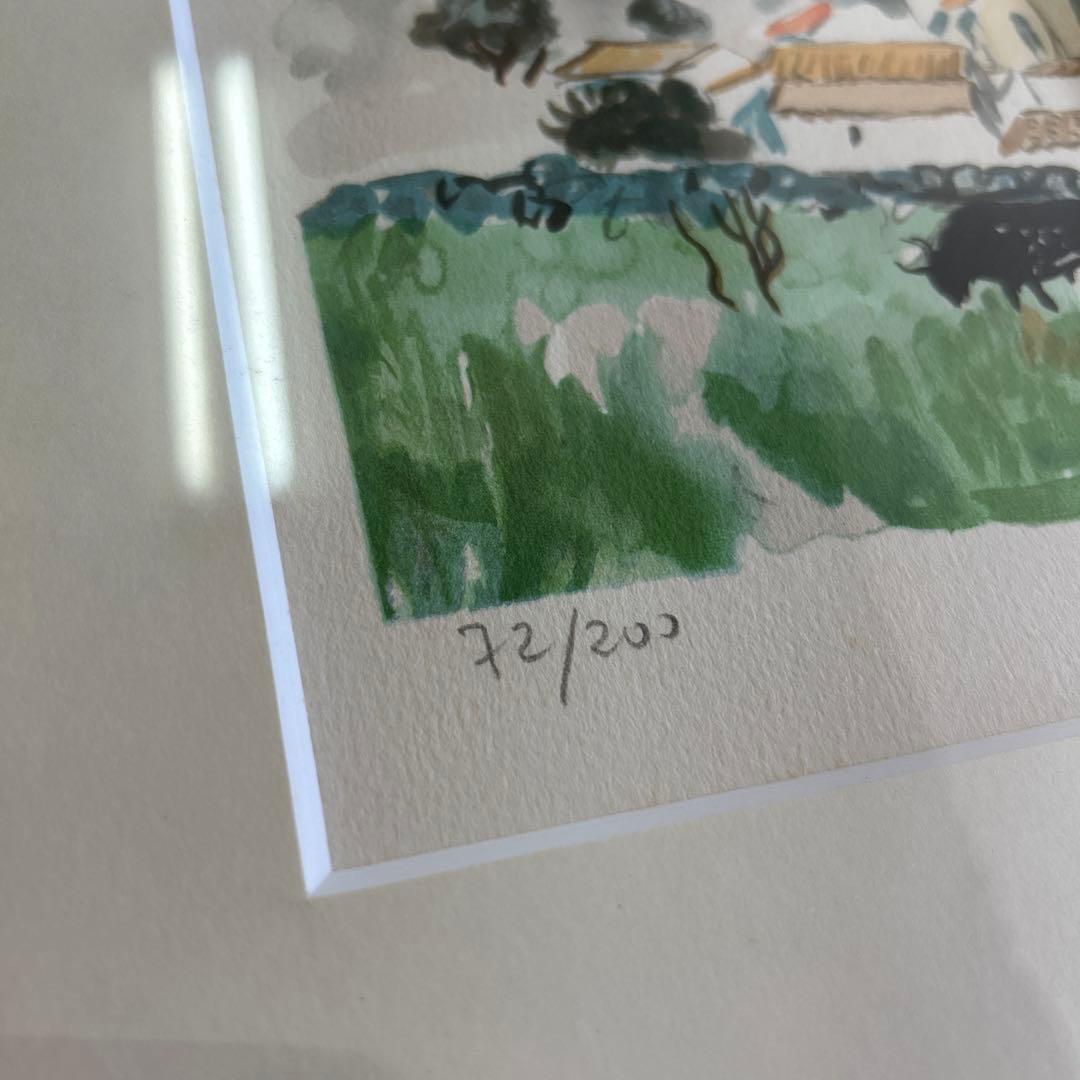 イヴ・ブライエ　リトグラフ　牛達の村