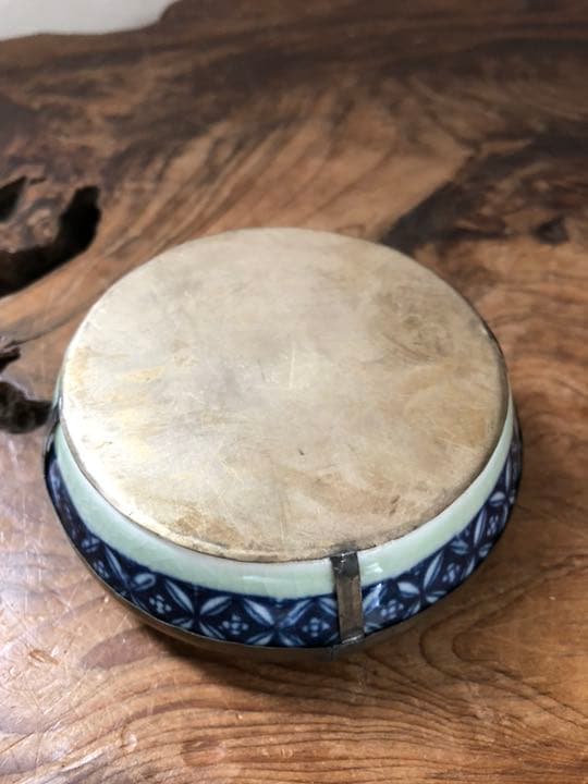 中国美術 時代 香合 銅金具 龍球遊鳳凰彫刻 染付 人物 松鶴紋 蓋物