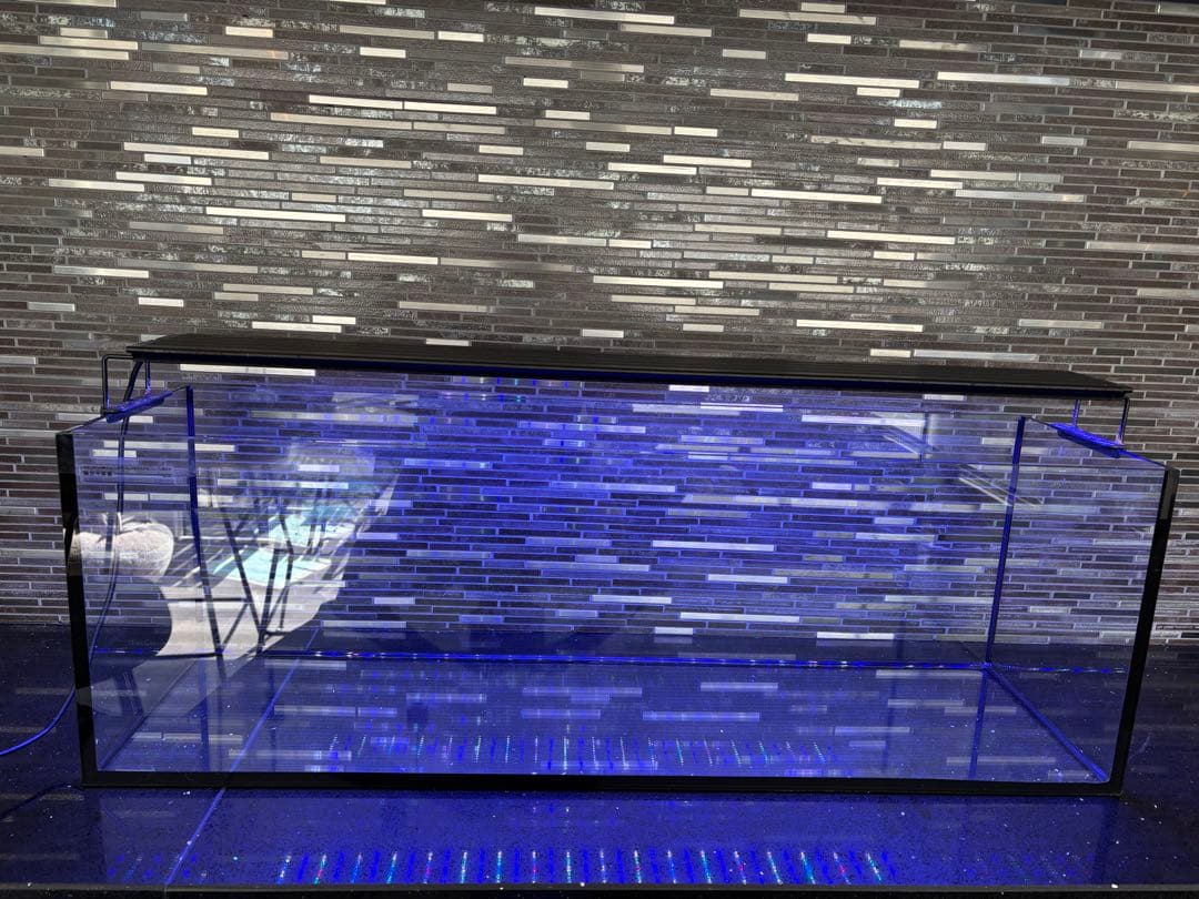 90㎝水槽　スリム水槽　オーダーメイド フード付　海水魚水槽　珊瑚　LEDセット