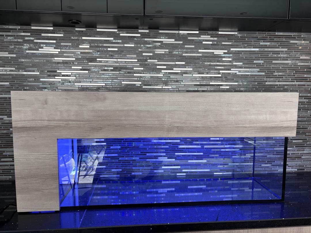 90㎝水槽　スリム水槽　オーダーメイド フード付　海水魚水槽　珊瑚　LEDセット