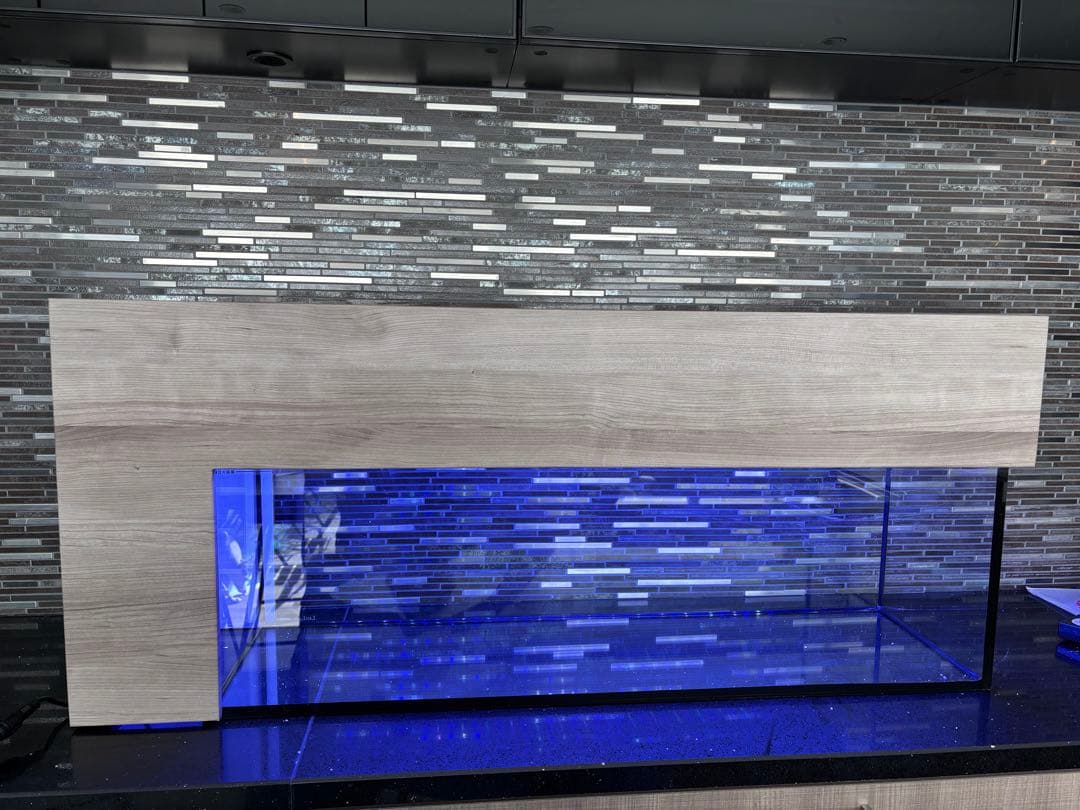 90㎝水槽　スリム水槽　オーダーメイド フード付　海水魚水槽　珊瑚　LEDセット