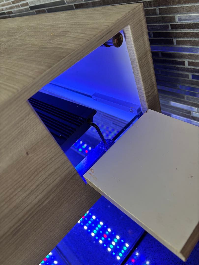 90㎝水槽　スリム水槽　オーダーメイド フード付　海水魚水槽　珊瑚　LEDセット